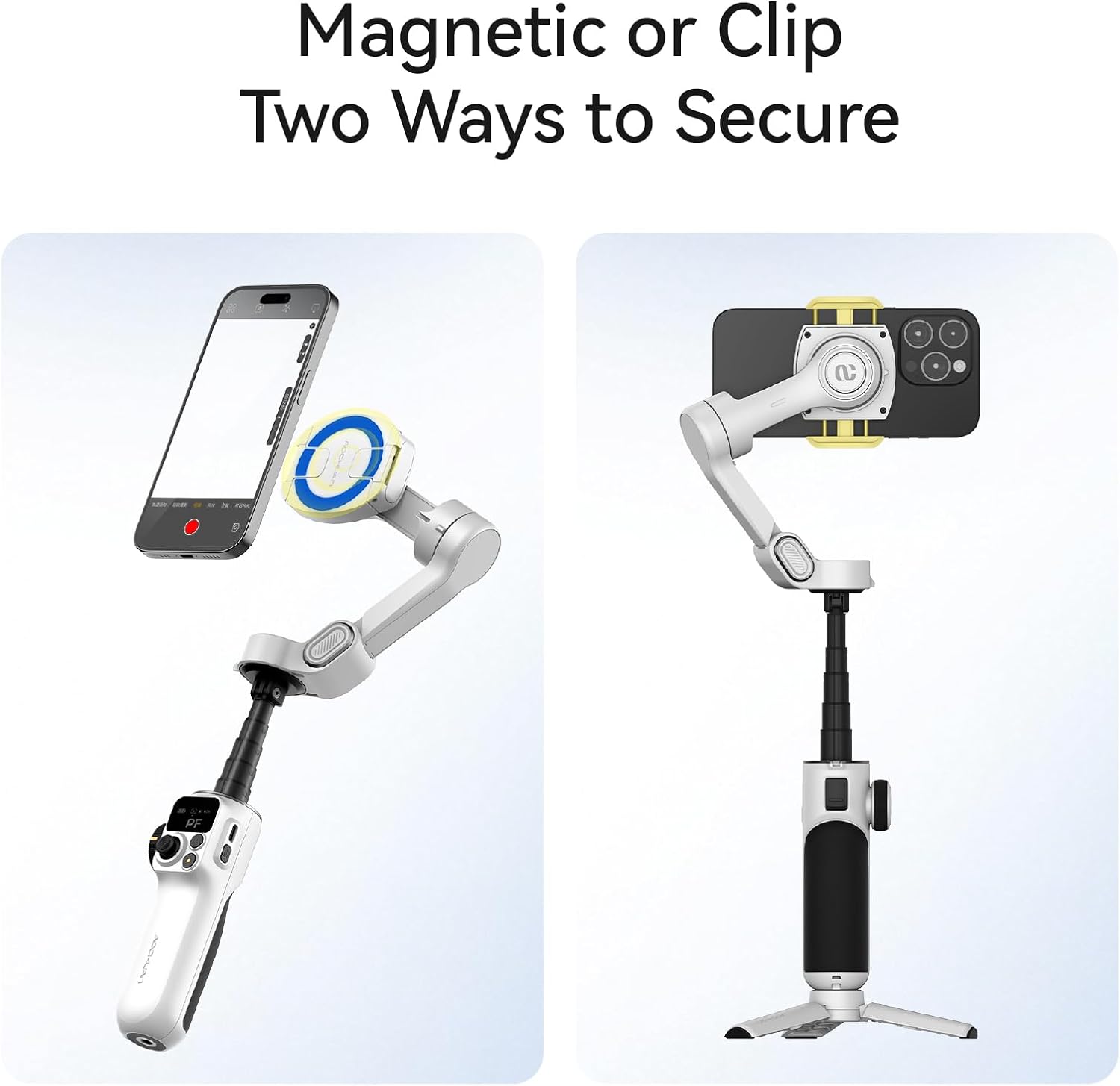 3-Axis Phone Gimbal for iPhone, Gimbal Stabilizer with AI Auto 360°Pan Tracking, Built-in Extension Rod, Fill Light