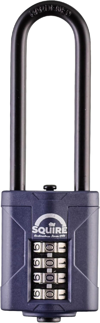 Heavy Duty Padlock (CP40/2.5) - Toughest Extra Long Shackle - 4 Wheel Combination Padlock - Alloy Steel for Corrosion
