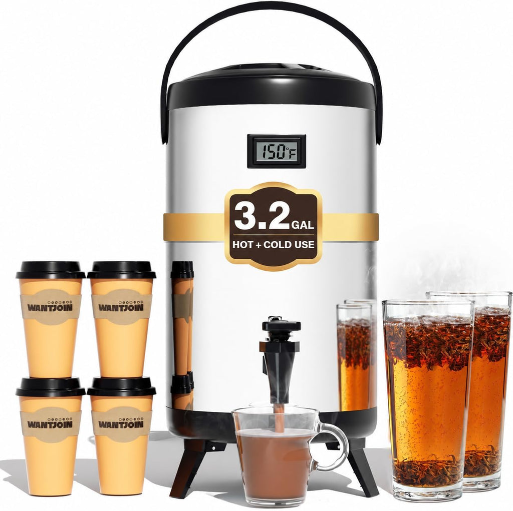 Insulated Beverage Dispenser Stainless Steel Silver 3.2Gal,1 Pack