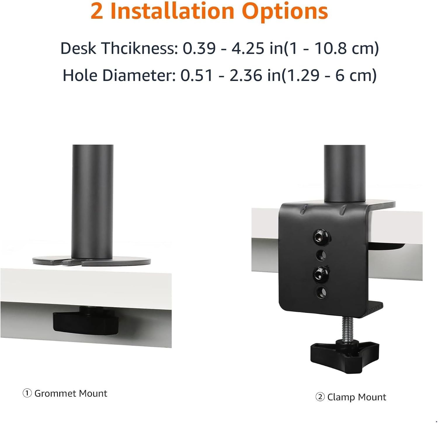 Adjustable Dual Monitor Desk Mount, Supports up to 32 inch Monitors and 22 lbs per Arm, Adjustable Tension, VESA