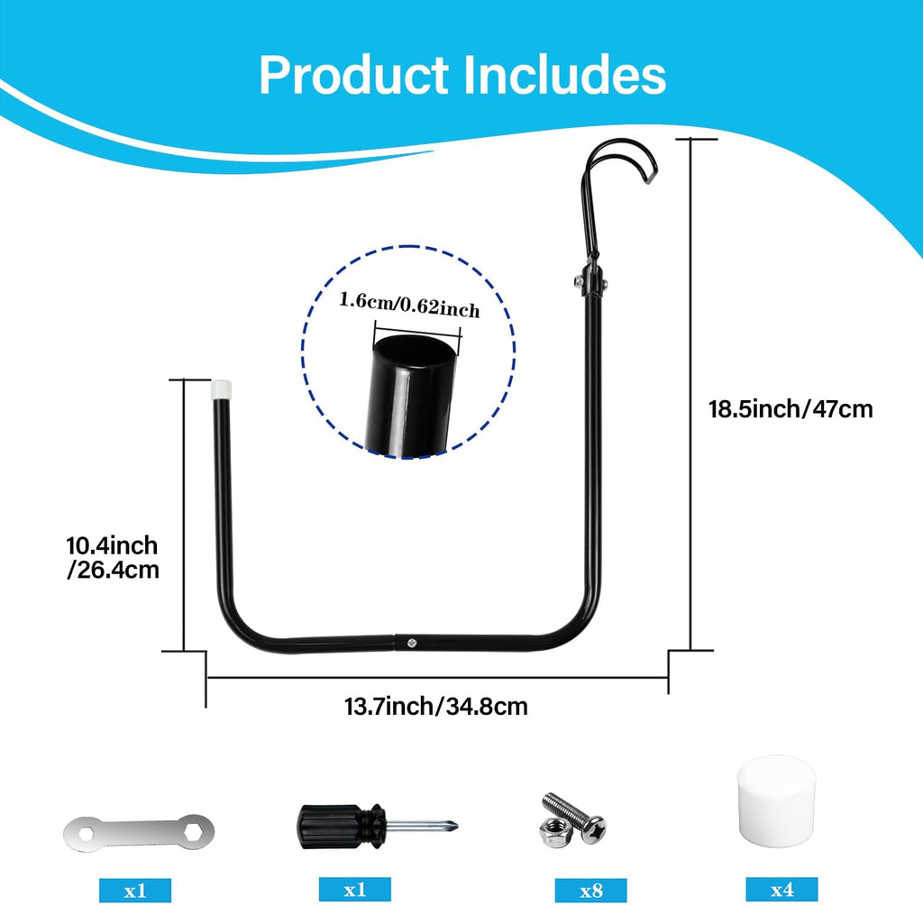 Pool Cover Holder, 4Pcs Solar Pool Cover Holder, Adjustable U-Shaped Hooks Keep for Framed Above-Ground Swimming