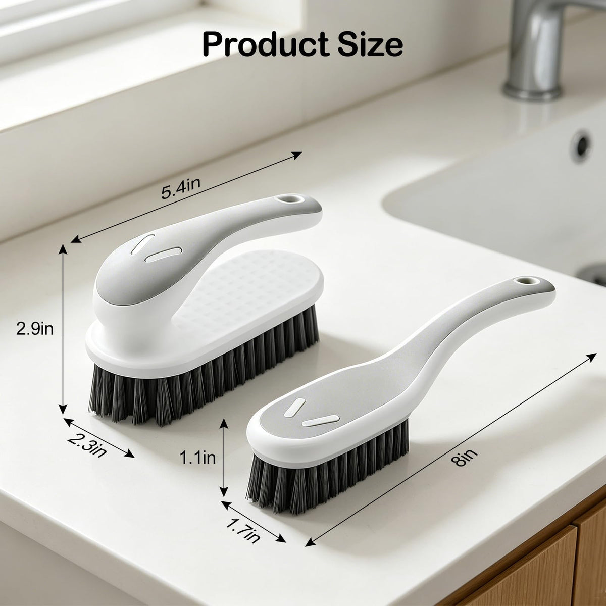 Soft Bristle Scrub Cleaning Brush 3 Pack Laundry Brush Gray White