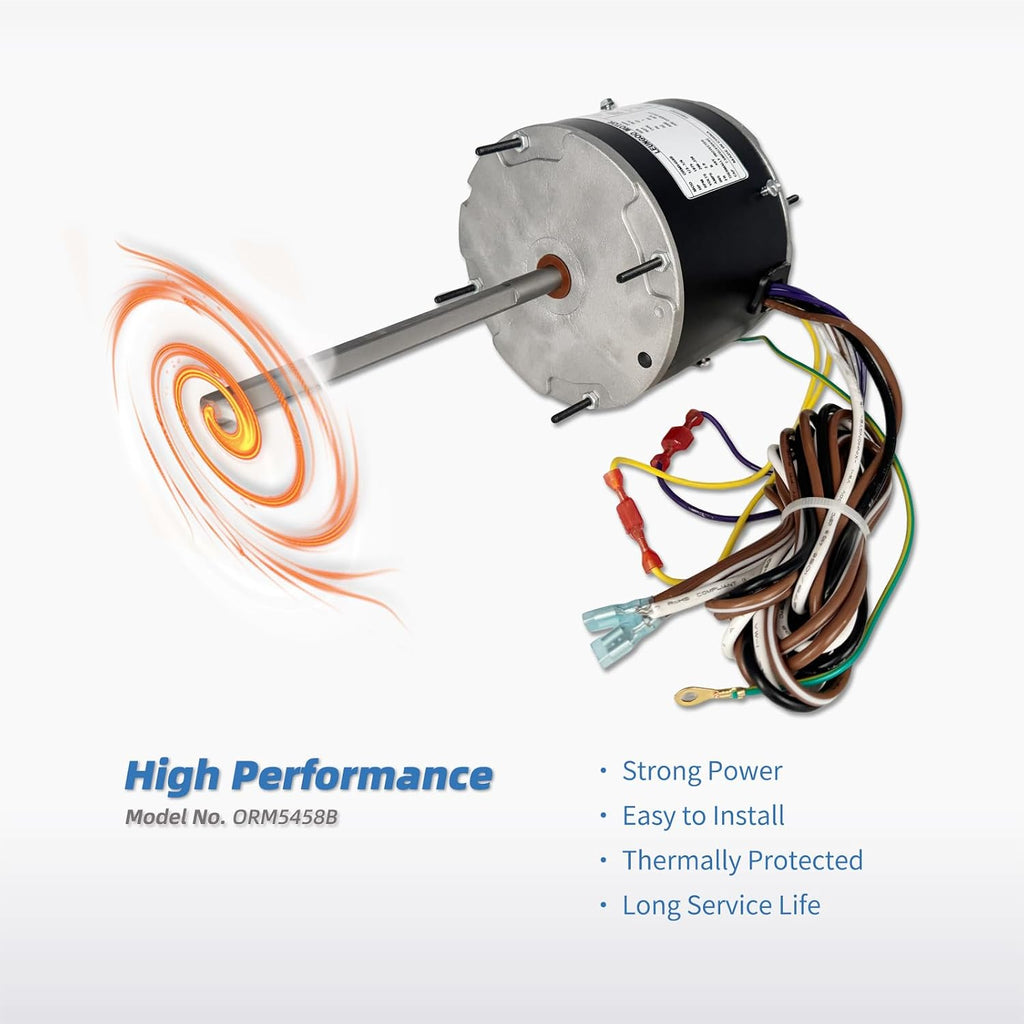 ORM5458 Condenser Fan Motor Replaces A.O. Smith Century ORM5458 1/3-1/6HP | Multi-Horsepower Blower Fan Motor