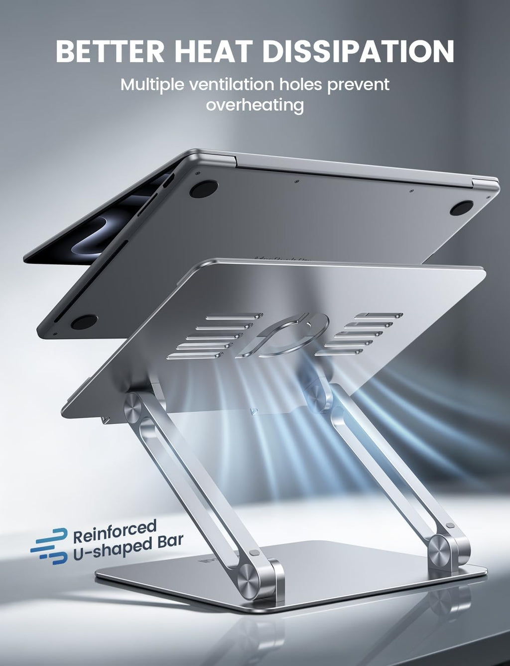 Adjustable Laptop Stand, Portable Laptop Riser, Aluminum Laptop Stand for Desk Foldable, Ergonomic Computer Notebook