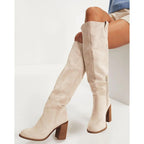 Womens Knee High Boots Slouchy Suede Fall Tall Boot Chunky Heel