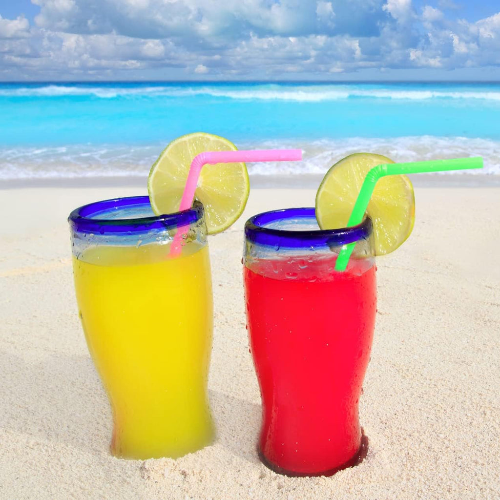 500-PCS Neon Colored Flexible Drinking Straws, Plastic Disposable Bendy Straws - 7.75" x 0.23"