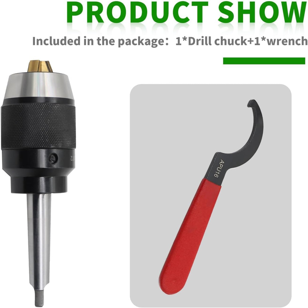 1/8"-5/8" Heavy Duty MT2 Keyless Drill Chuck Titanium Jaws