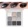Black Smoky Eye shadow Palette, Black Dark Grey Smokey Goth Makeup Pallet, 9 Soft Matte Shimmer High Pigmented Basic