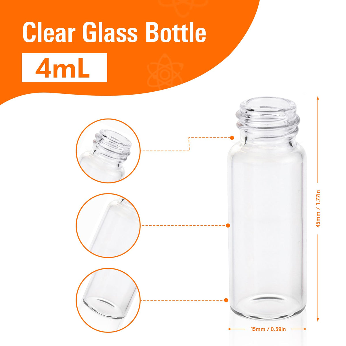 4ML Small Clear Glass Vials with Screw Caps, 20 PCS