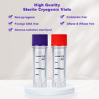 1.0ml Cryovials, 500Pcs Cryotubes with Side Barcode, Sterilisation Vials with External Thread, Sample Tubes with
