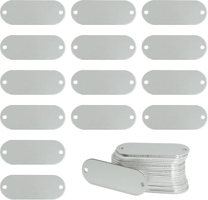 Aluminum Engraving Blanks Tags Stamping Blanks Tags with 2 Holes 25 Pack (Silver)