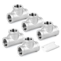 TAISHER 5pcs 304 SS Tee Pipe Fitting, 1-1/4" NPT Female 3 Way Connectors