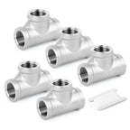 TAISHER 5pcs 304 SS Tee Pipe Fitting, 1-1/4" NPT Female 3 Way Connectors