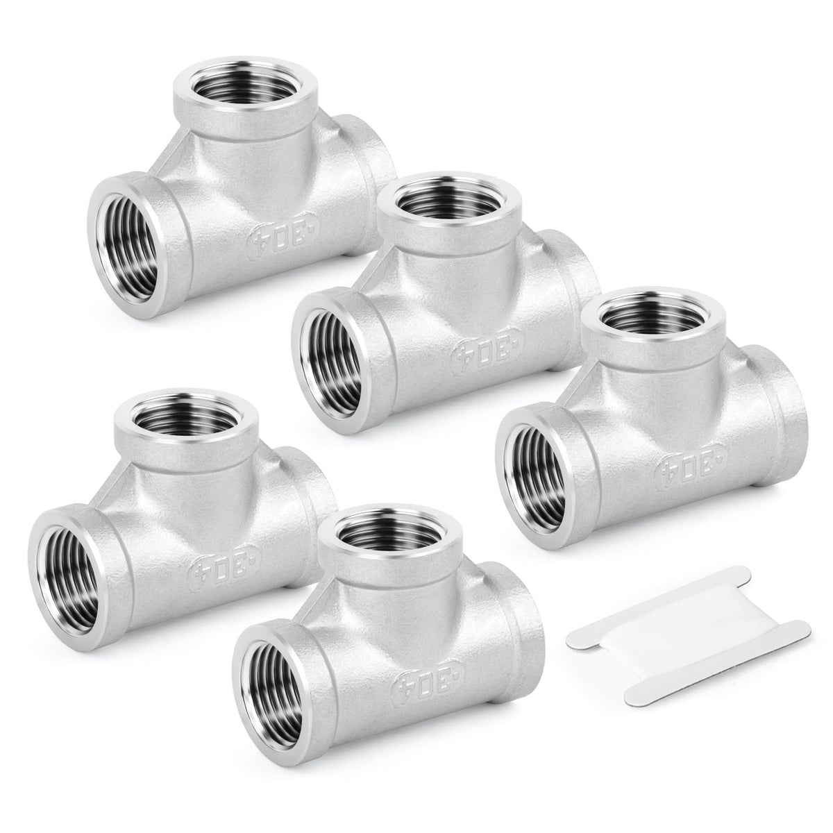 TAISHER 5pcs 304 SS Tee Pipe Fitting, 1-1/4" NPT Female 3 Way Connectors