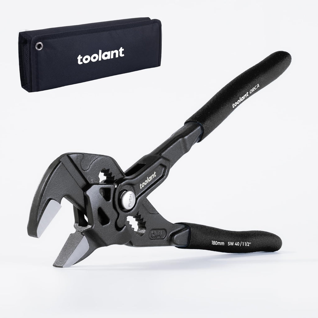 7-Inch Pliers Wrench – 10:1 Lever Ratio CR-V Steel, Smooth Parallel Jaws, Push-Button Quick Adjust, Zinc Phosphate