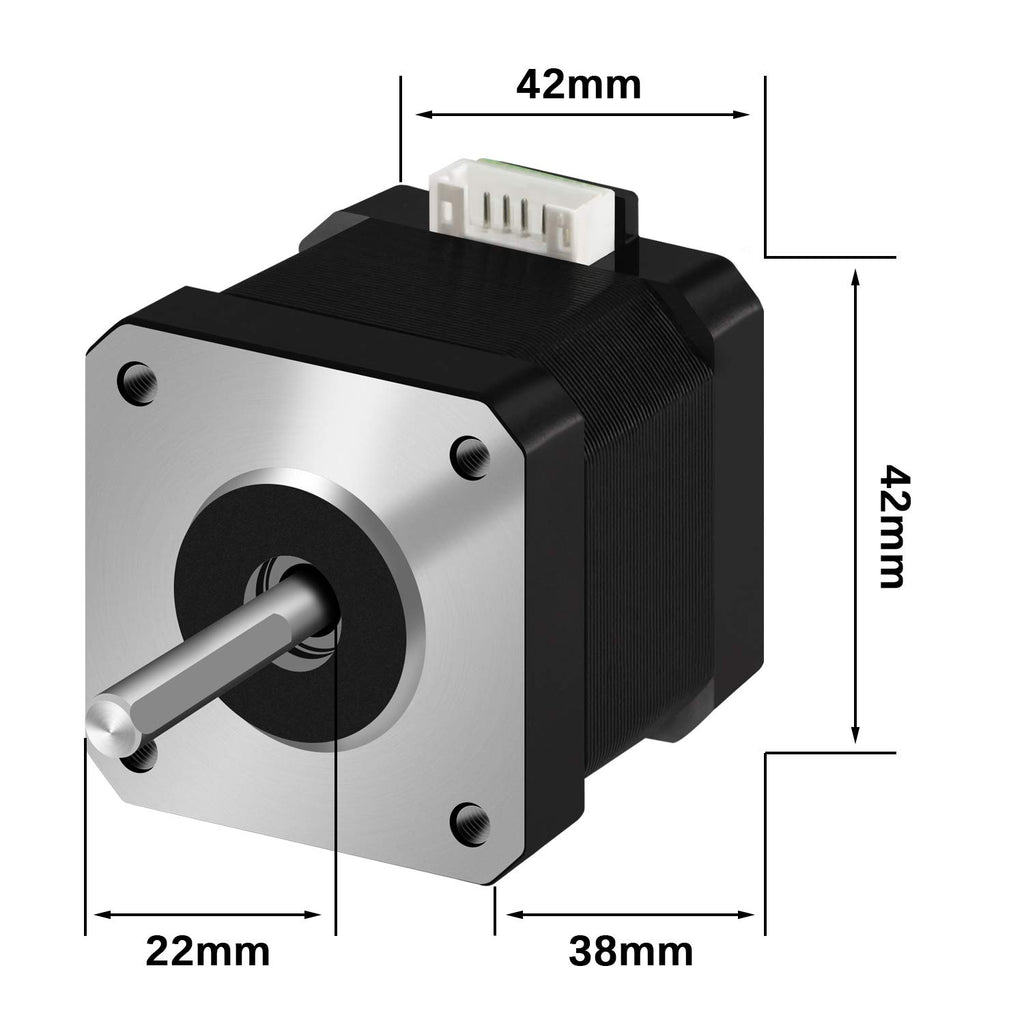 [5pcs of Pack] Nema 17 Stepper Motor, 17HS4401 2 Phase Step Motor Bipolar 1.5A 59.5oz.in(42Ncm) 42x42x38mm 4-Wire 1M Long Cable for 3D Printer