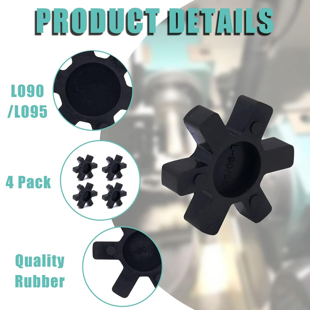 Flexible L095 NBR Rubber Spider Insert Solid Spider Center Inserts Fits for Lovejoy Martin L-Jaw Coupling (4 Pack)