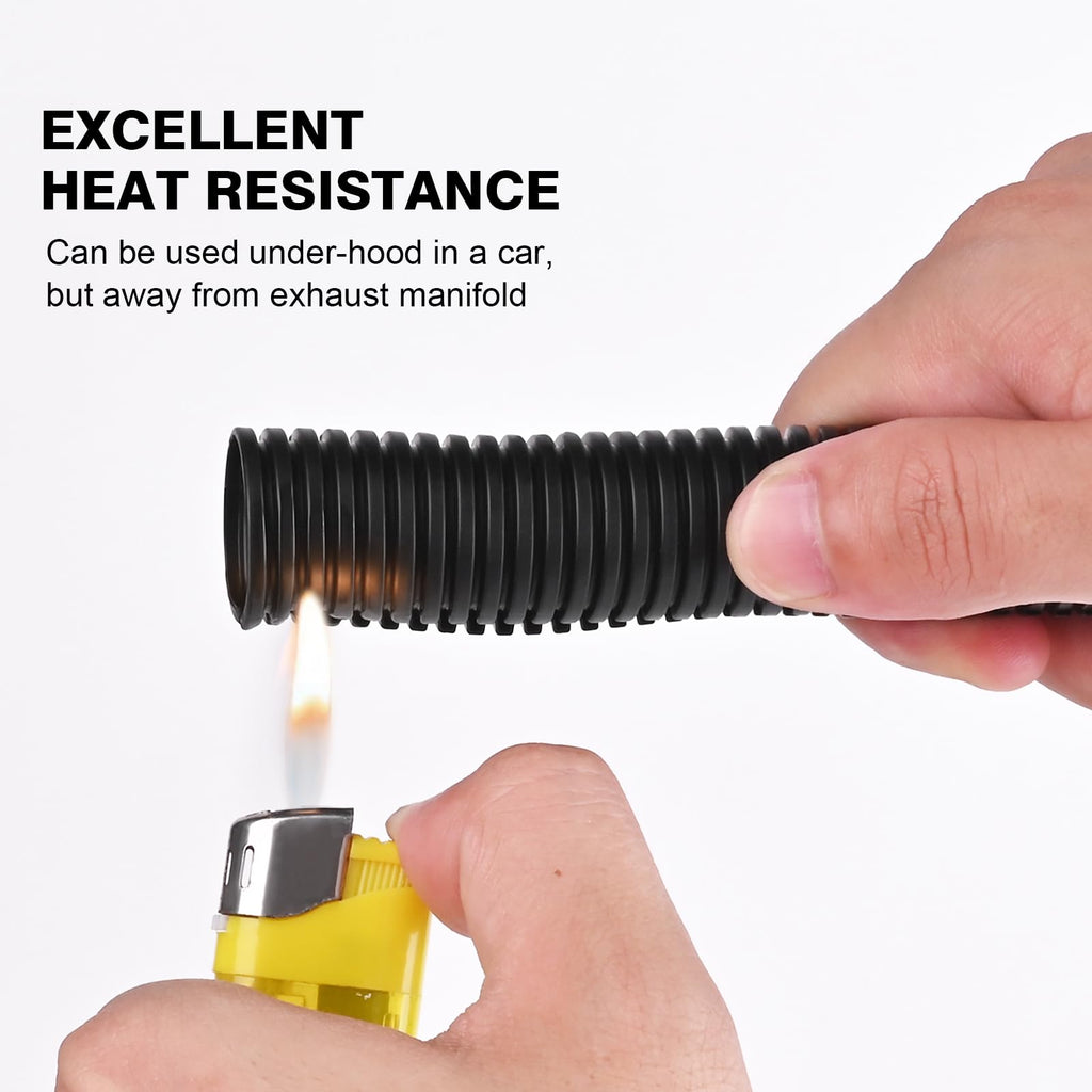CrocSee 25FT - 1/2 Inch Split Wire Loom with Installation Tool - Black