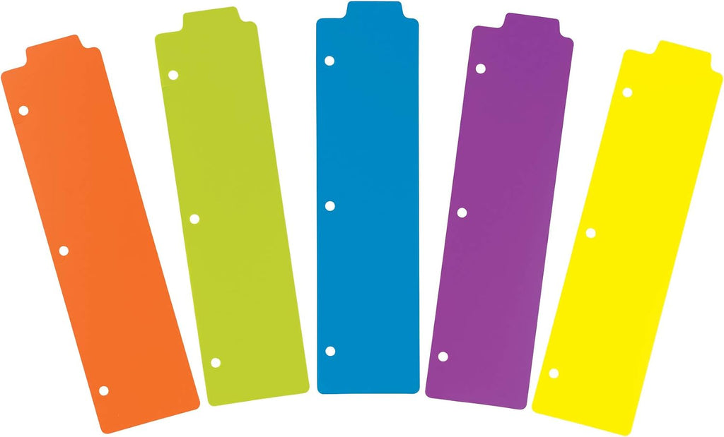 Snap-in Bookmark Plastic Dividers for 3 Ring Binders, 5-Tab Set, Multicolor with White Labels, 1 Set (24908)