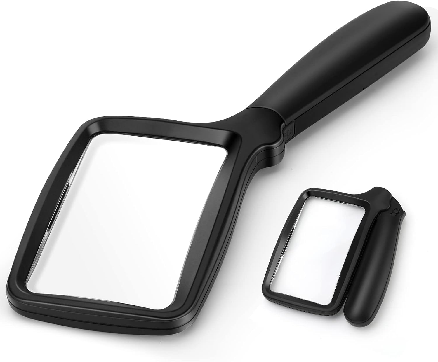 Folding Handheld Magnifying Glass with Light, 5X Large Rectangle Reading Magnifier with Dimmable LED for Seniors with
