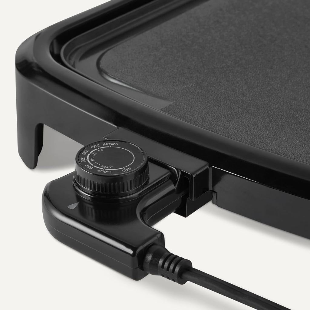 Electric Griddle with Nonstick Ceramic Coating, Adjustable Temperature, Detachable Dishwasher Safe Plate, Drip Tray