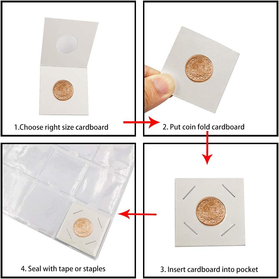 50 PCS Coin Flips 2x2 inch Cardboard Holders for Dollar | Uncle Paul Coin Holders 27.5mm/1.08inch Collection Supplies