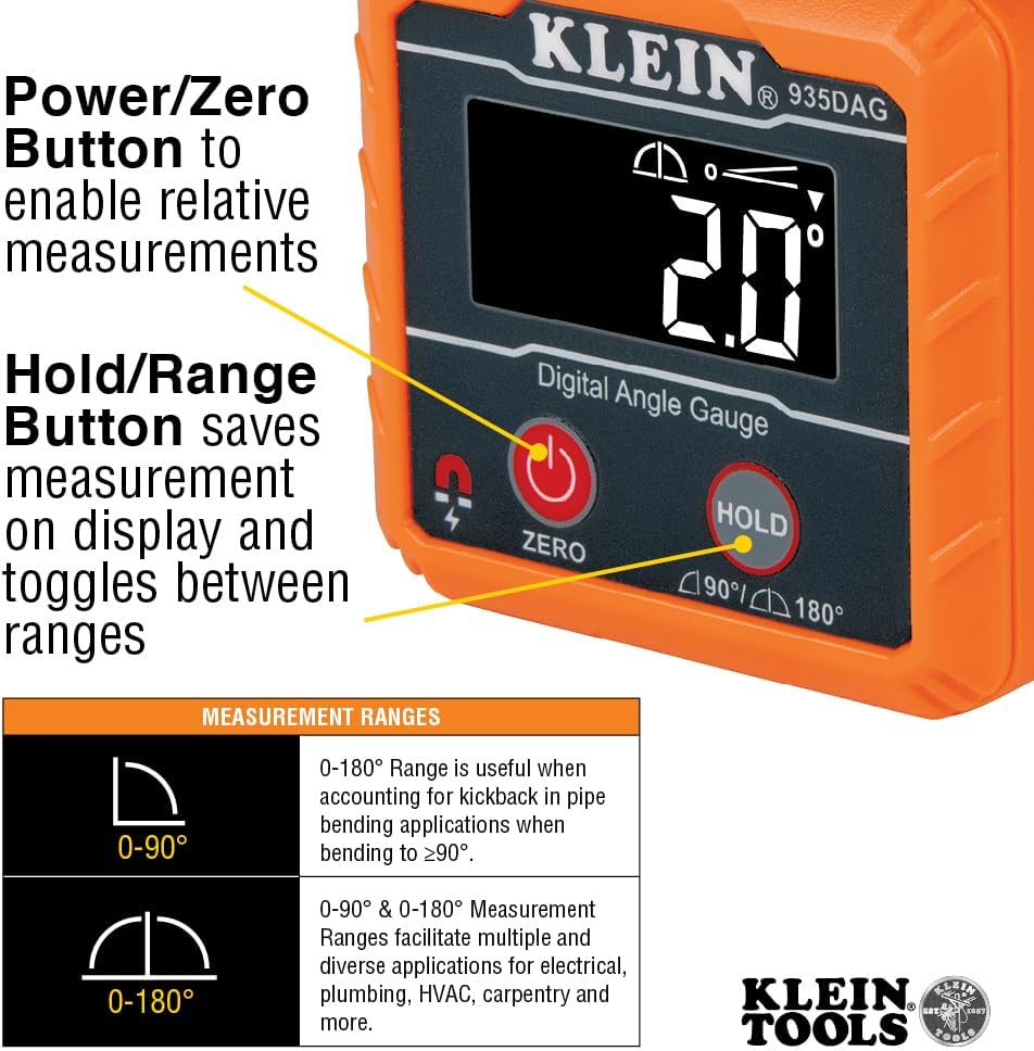 Klein Tools 80035 Digital Level and Angle Gauge & Plumbers Straps Kit, 2-Pc