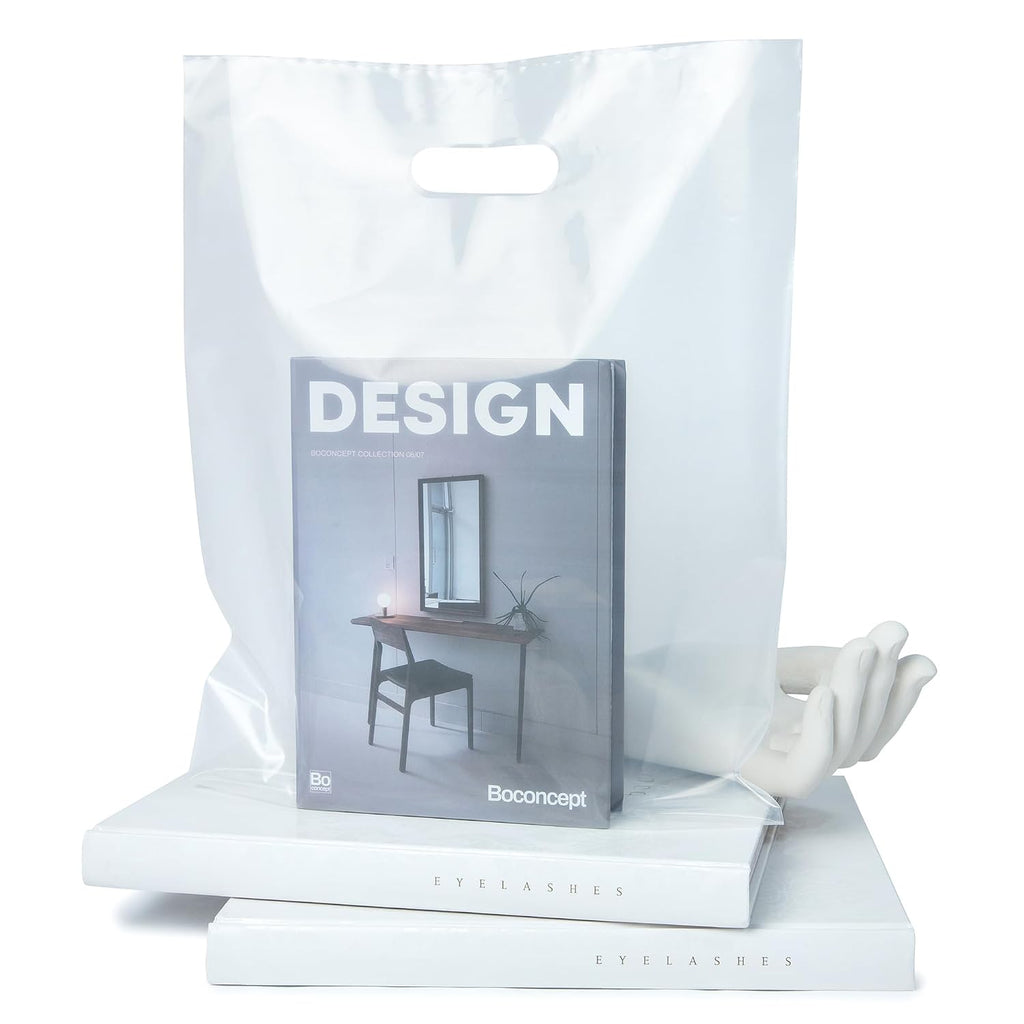 100 Clear Plastic Bags With Handles 12x15 Merchandise Bags