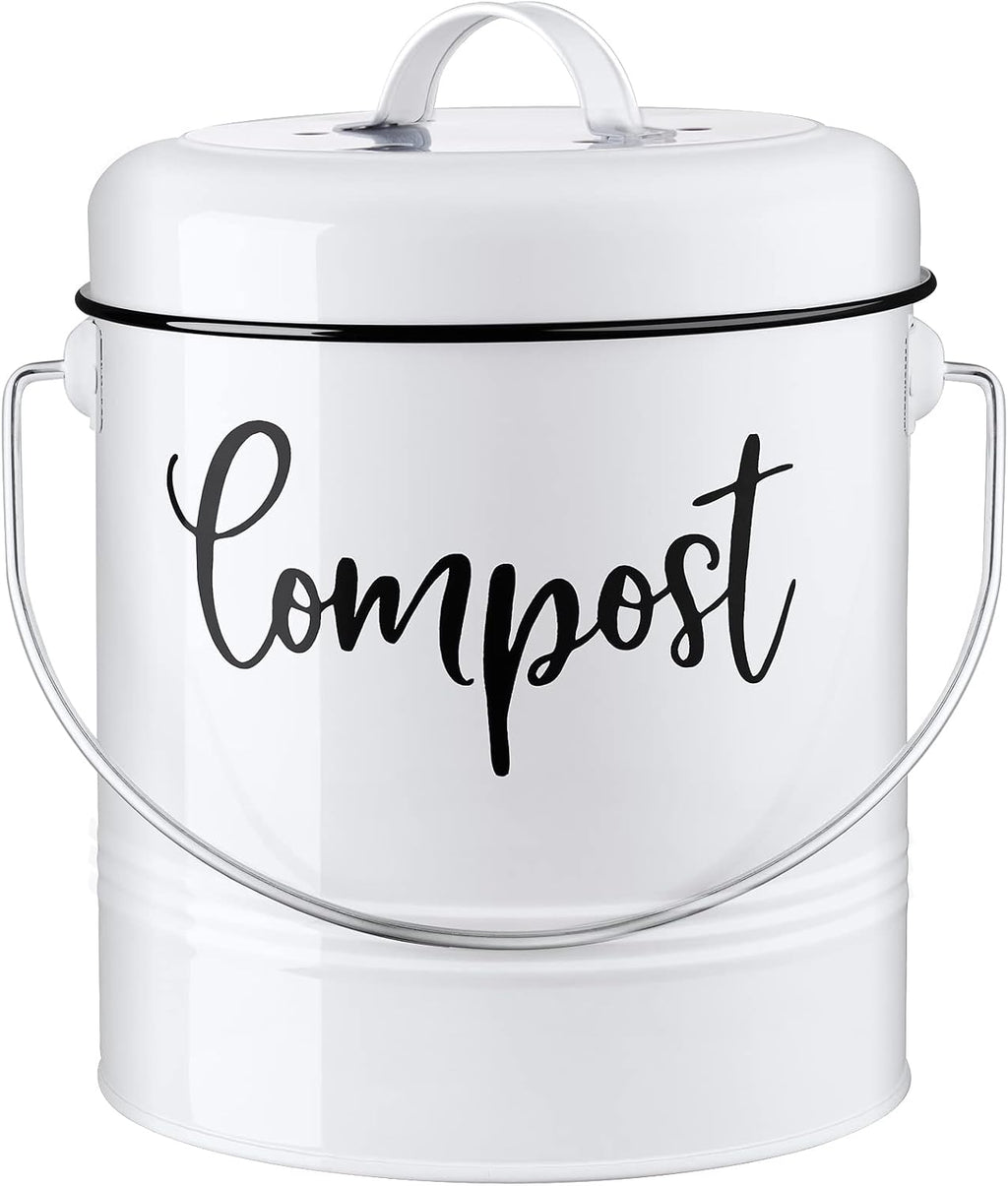Compost Bin Kitchen, 1.3 Gallon Farmhouse Kitchen Compost Bin Countertop, Indoor Countertop Compost Bucket with Lid