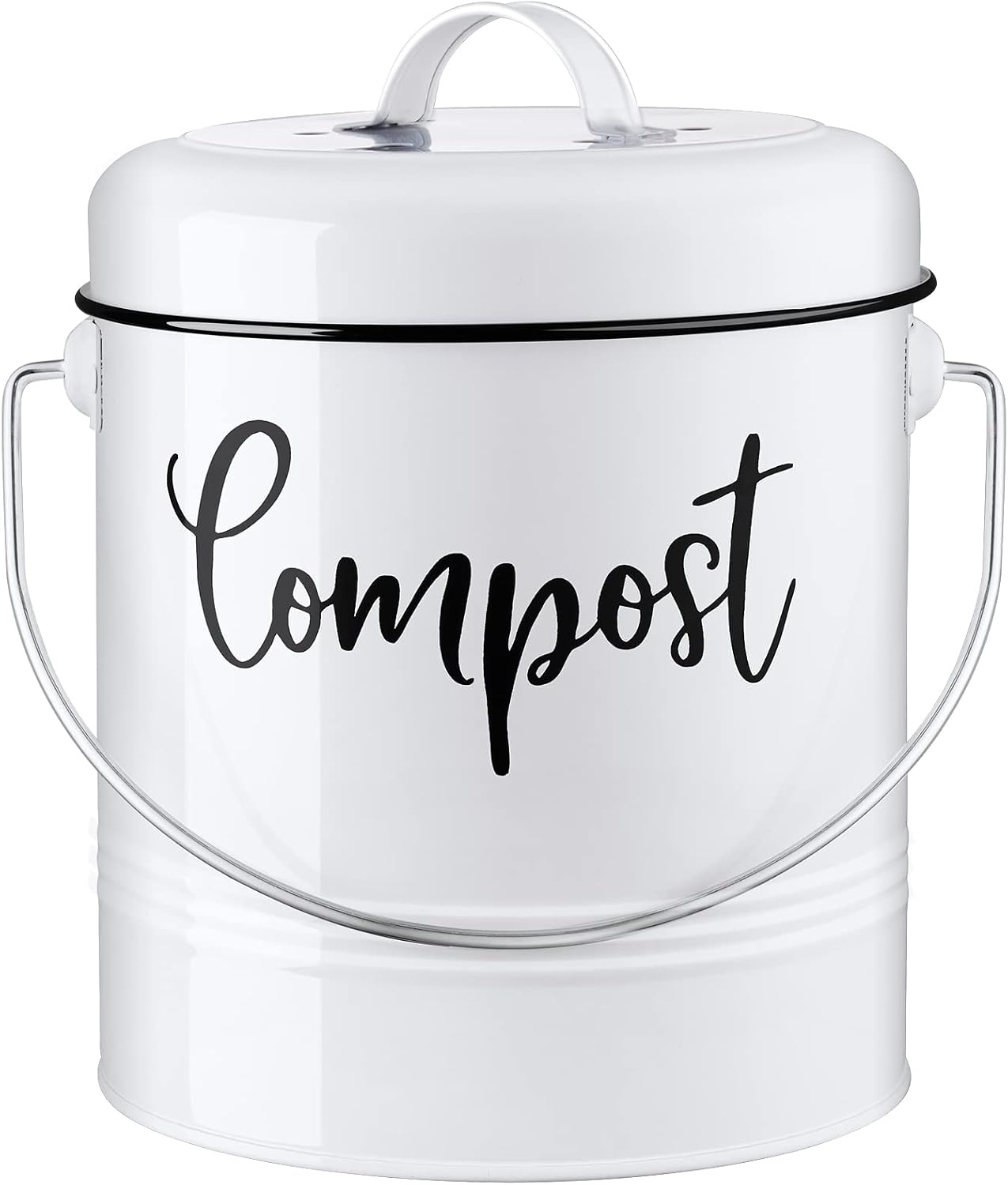 Compost Bin Kitchen, 1.3 Gallon Farmhouse Kitchen Compost Bin Countertop, Indoor Countertop Compost Bucket with Lid