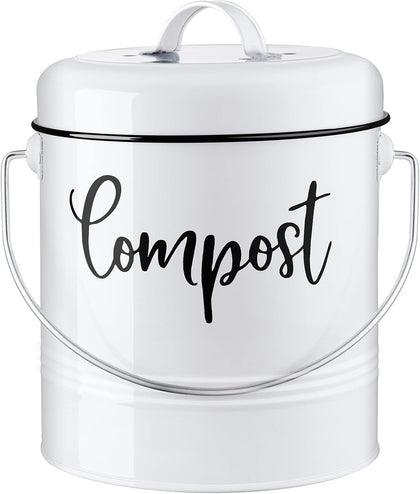 Compost Bin Kitchen, 1.3 Gallon Farmhouse Kitchen Compost Bin Countertop, Indoor Countertop Compost Bucket with Lid