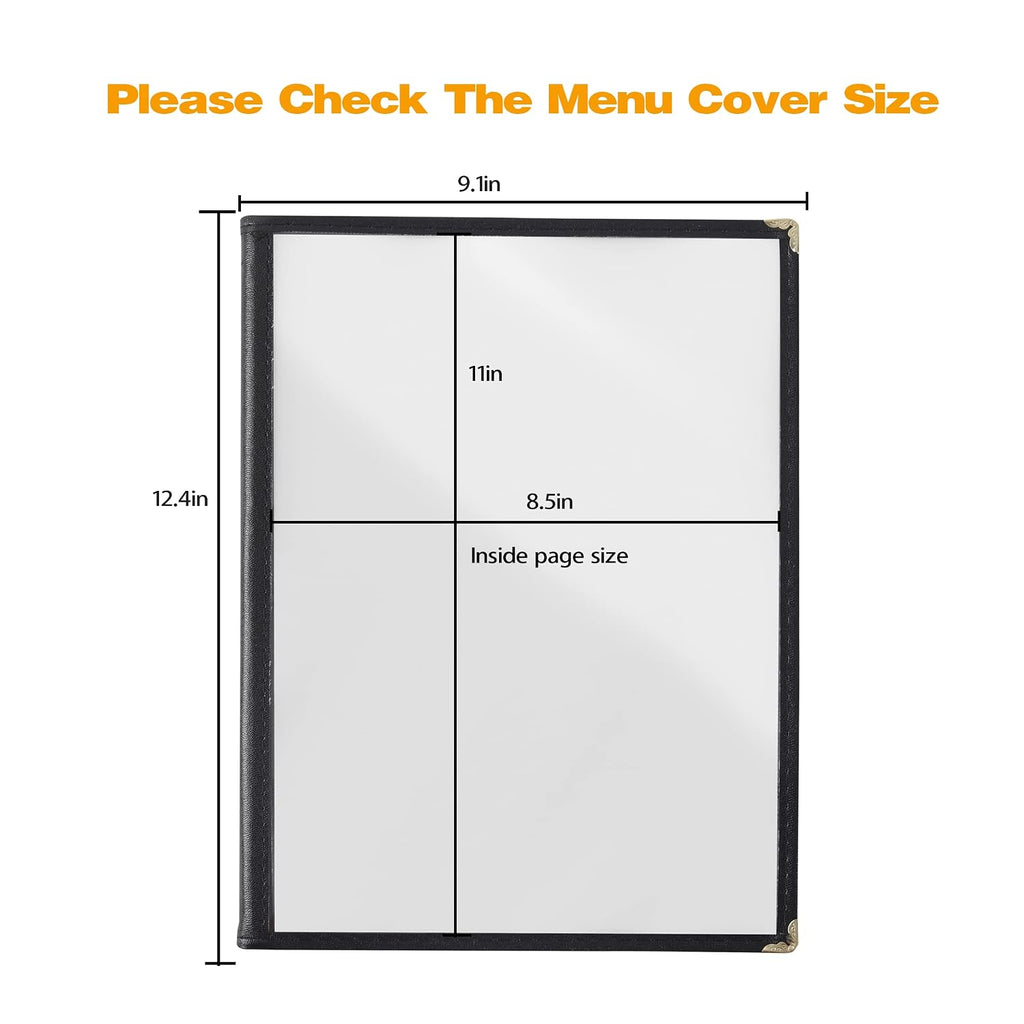 Menu Covers 8.5 x 11 Inch, 2 Pack 4 Page 8 View Clear Menu Holder Sleeve