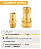 Solid Brass 1/2 Inch Natural Gas Quick Connect Fittings Kit