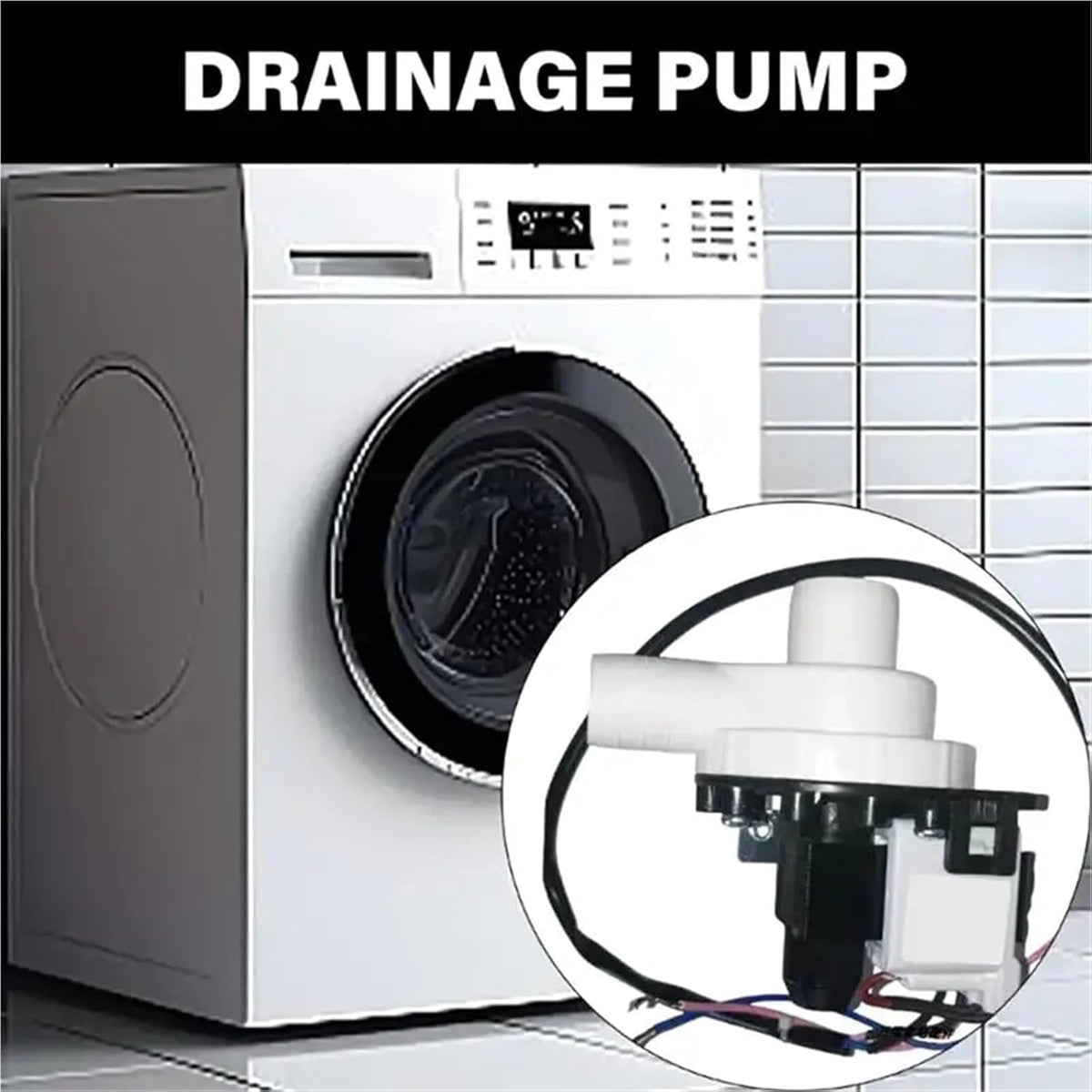 Washer Drain Pump Motor Replacement, 30W 21L/Min Water Drainage Valve Component, Front Load Drum Washing Machines