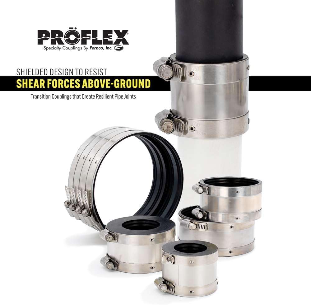 Proflex 2 In. x 2 In. PVC Shielded Coupling - Cast-Iron, Plastic, Steel to Copper - 1 Each