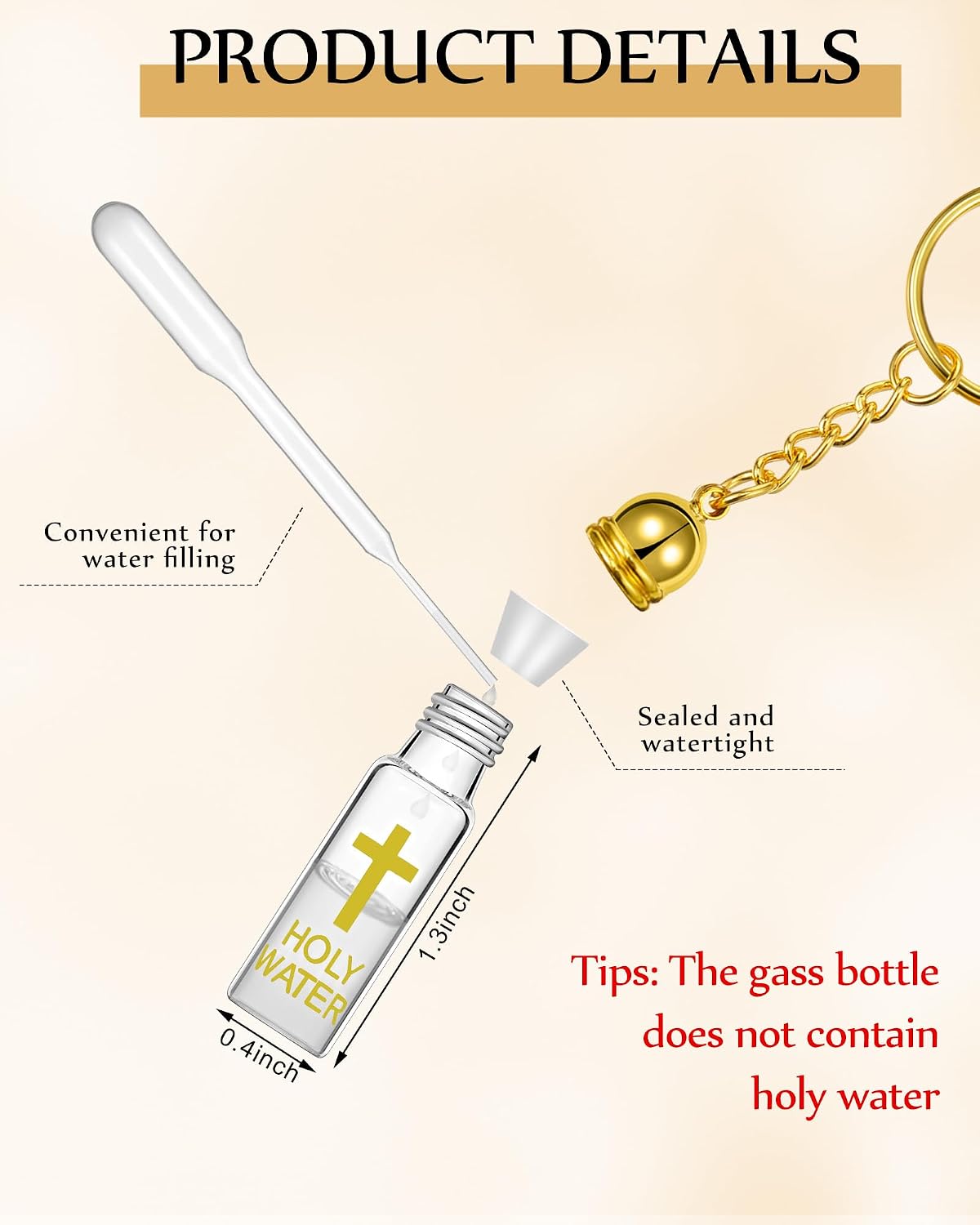10 Set Holy Water Bottle Keychain with Rosary Bead Crucifix Organza Bags Catholic Gifts for Baptism Favors First