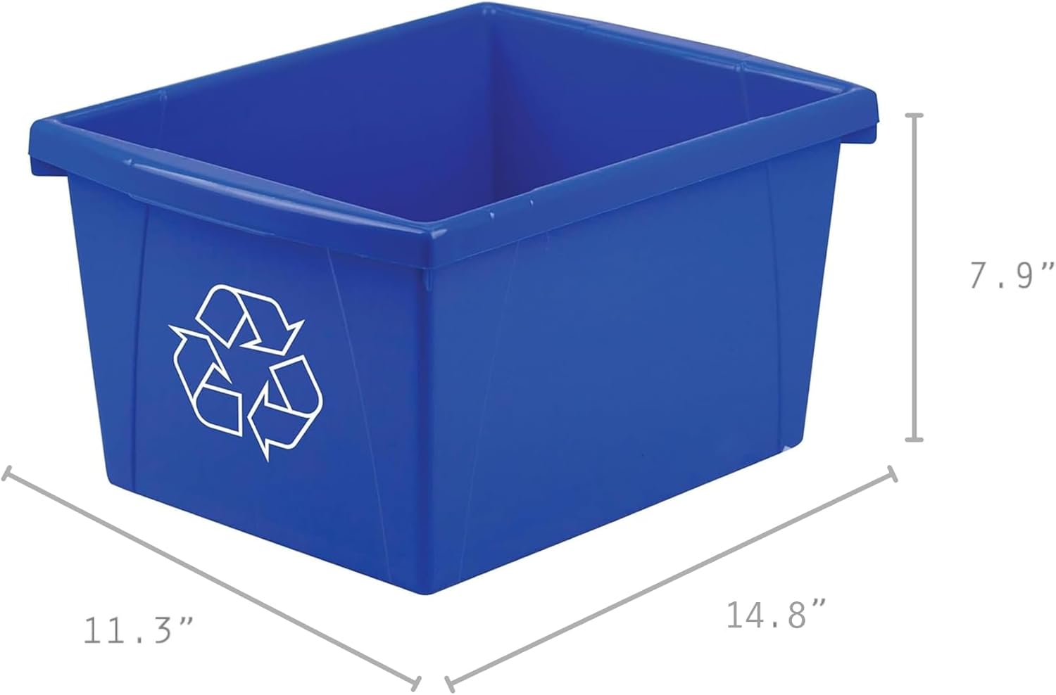 4 Gallon (15L) Recycle Bin, 14.8 x 7.87 x 11.25 Inches, Blue (61505A06C)