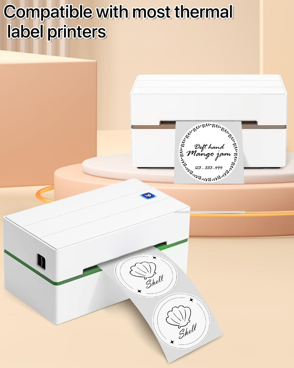 3 Inch White Circle Thermal Labels, Durable Round Thermal Label