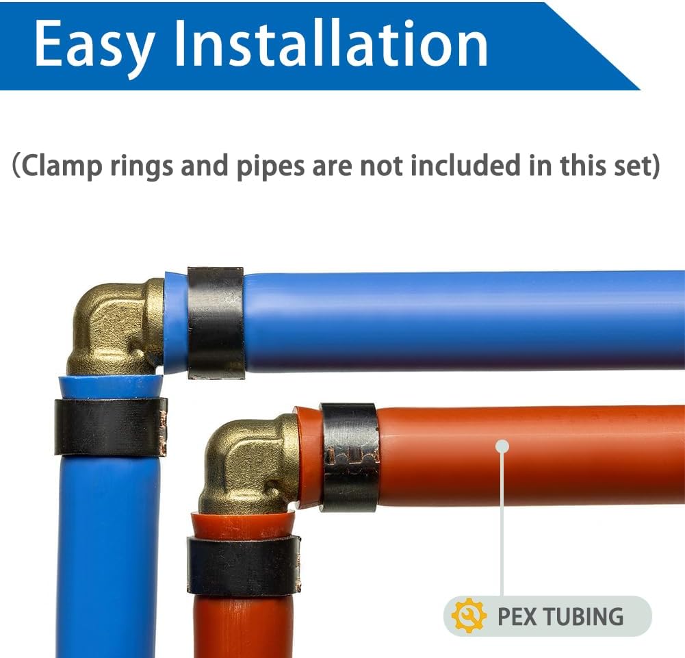 Hooshing 9 Pack 3/4" PEX 90 Degree Elbow, Brass Crimp Fittings