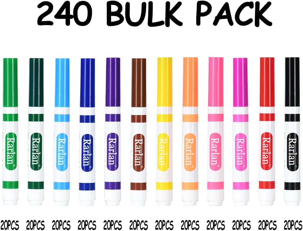 Washable Markers Bulk for Kids, Bulk pack, 12 Colors, 240 Count