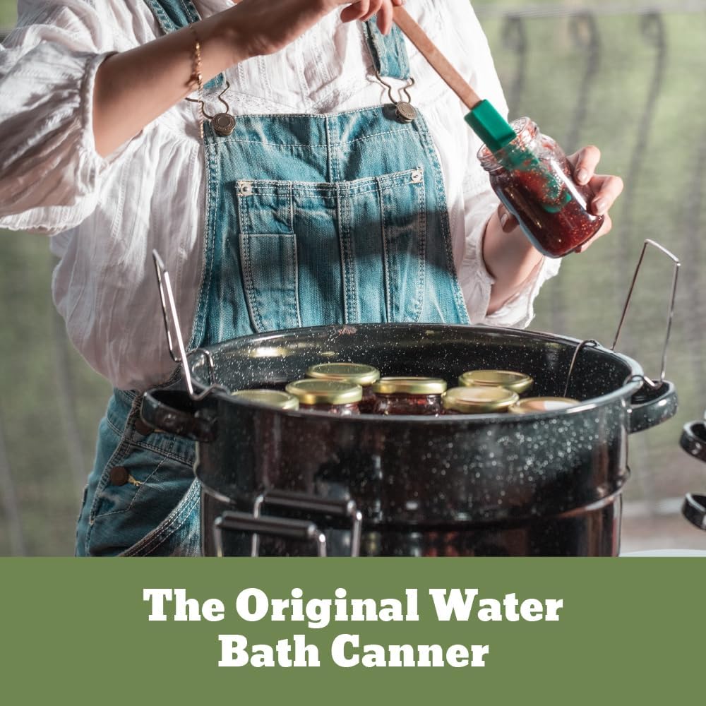 Canning Pot with Rack - 8 Piece Set Enamelware Water bath canner - Canning Starter Kit