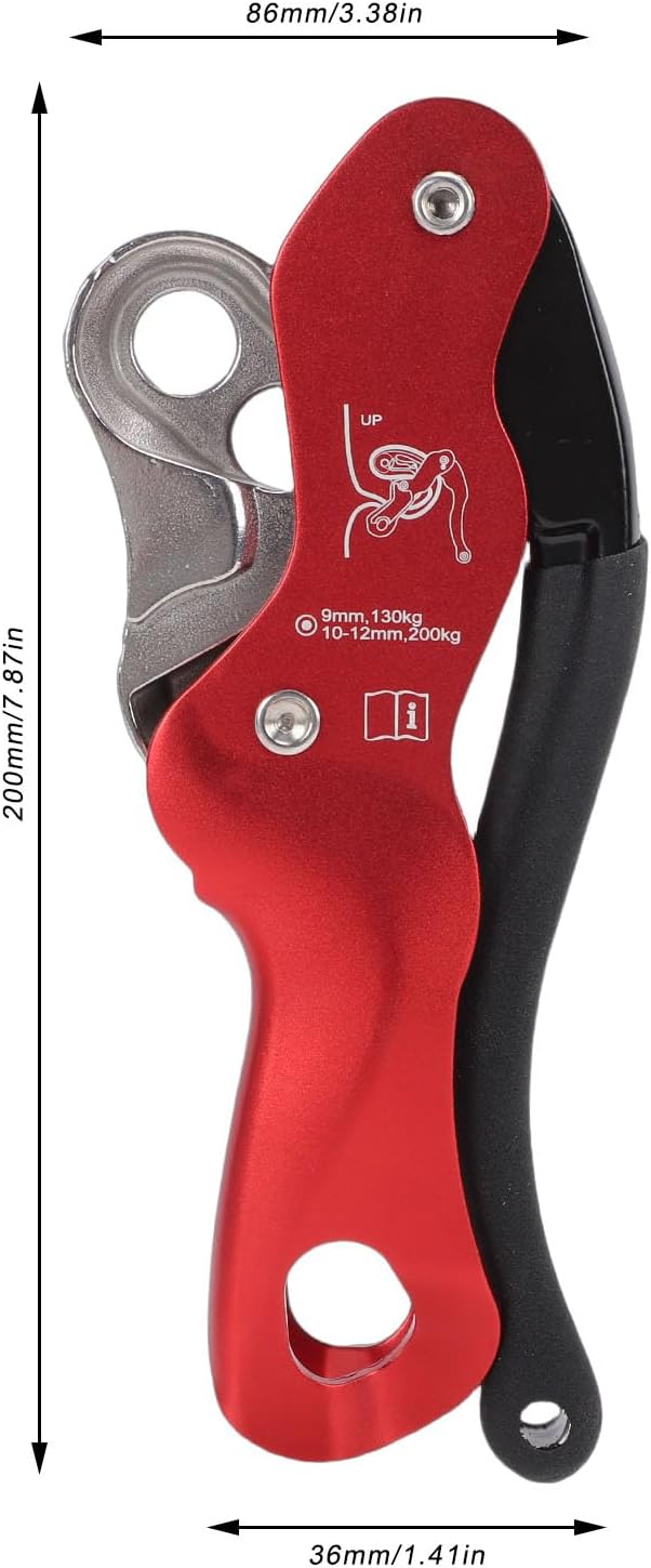 Aluminum Alloy Anti Panic Stop Descender Belay Device, Compact Single Plate Manual Speed Control Rappelling Descender