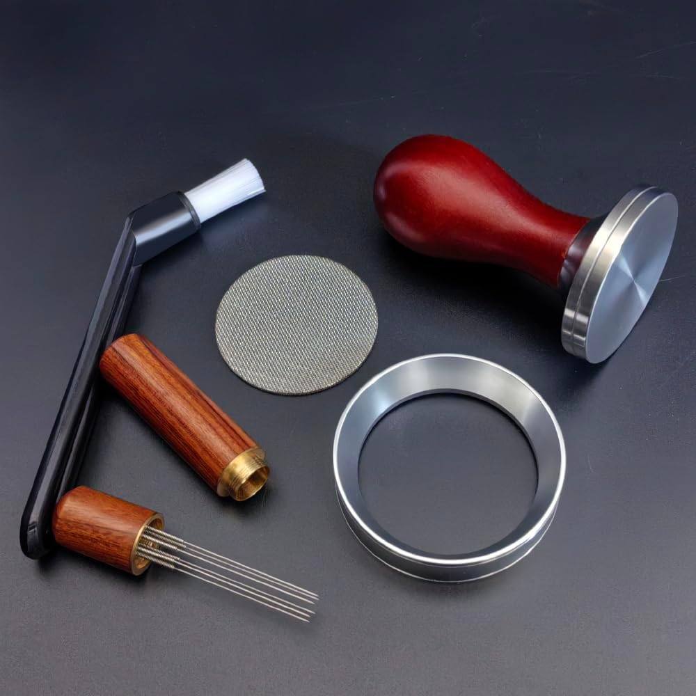 5Pcs/Set Espresso Tamper 51mm Accessories Kit, 51mm Coffee Tamper Espresso Tools Set with WDT Tool, Puck Screen