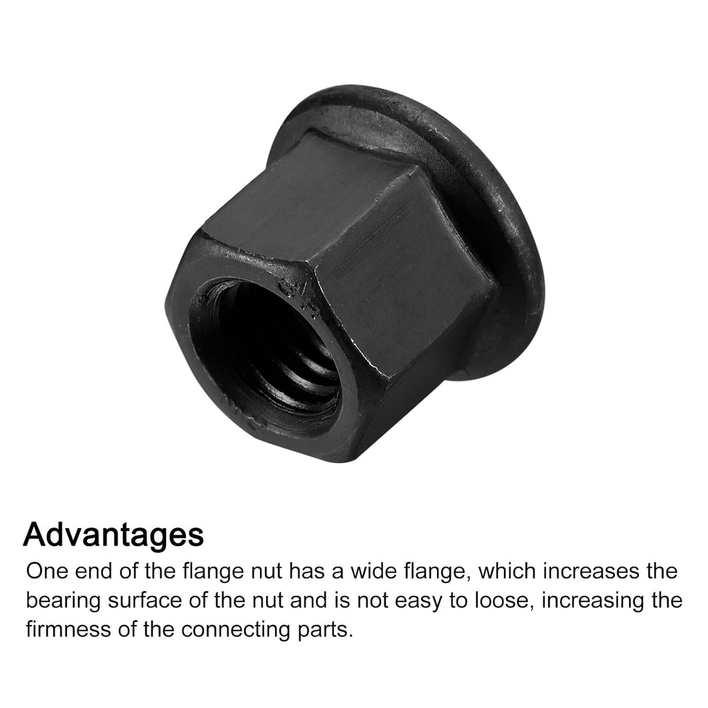 uxcell 5pcs M12 Flange Hex Nuts Grade12.9 Carbon Steel Black Oxide Finished