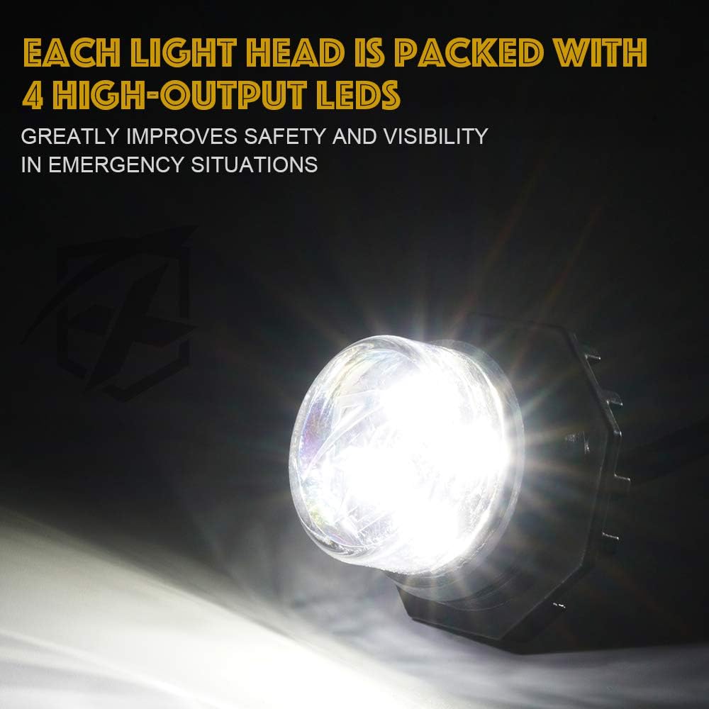 White LED Hideaway Strobe Lights Kit, 20 Flash Modes w/Control Panel Headlights Taillights Fog Light Interior