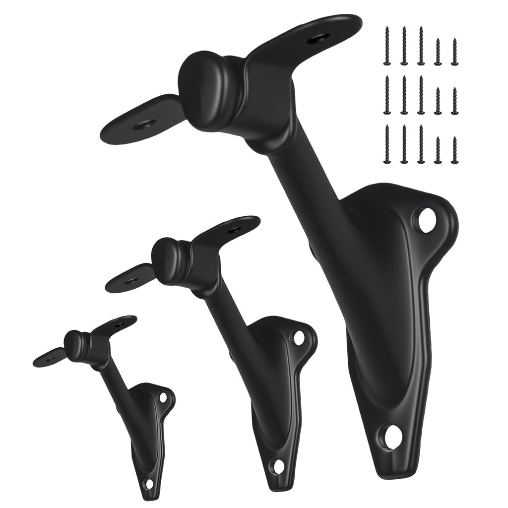 Handrail Bracket for Stairs, Matte Black, 3 Pack