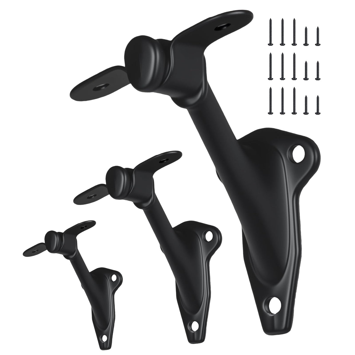 Handrail Bracket for Stairs, Matte Black, 3 Pack