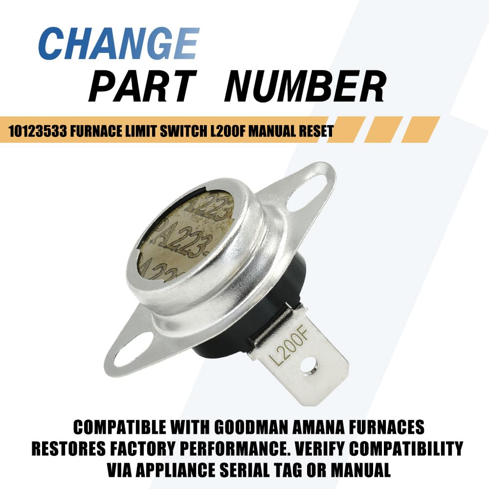 2 Pack 10123533 Furnace Limit Switch L200F Manual Reset Compatible with Goodman Amana