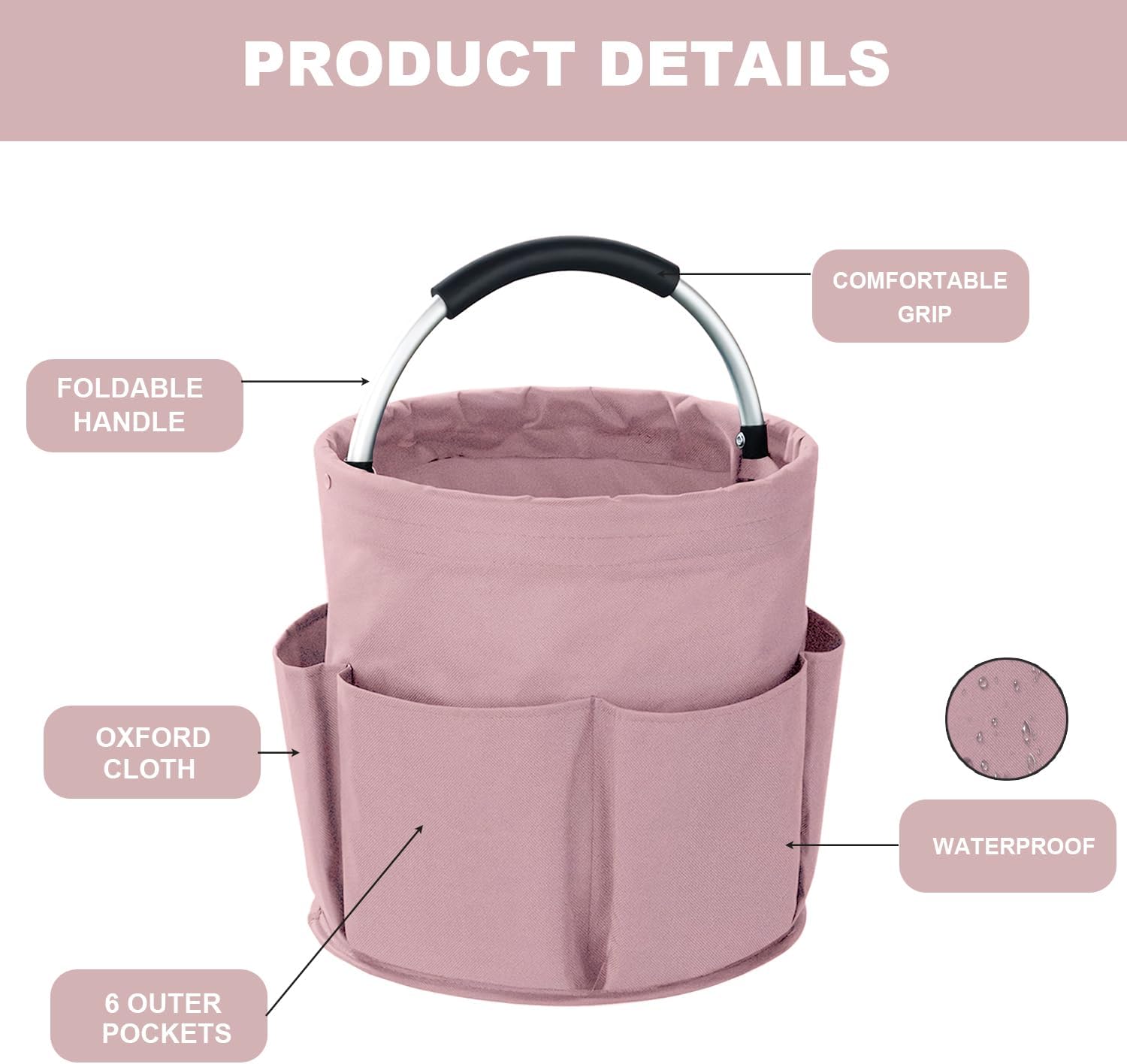Cleaning Caddy with Handle, 17L Foldable Cleaning Supplies Organizer, Portable Storage Basket, Cleaning Supply Caddy
