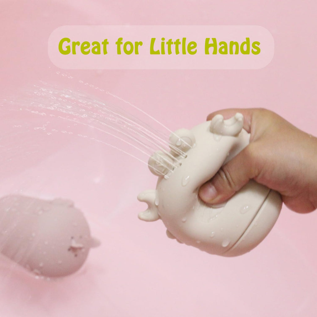 Silicone Baby Bath Toys Set for Toddlers 6 Months+ (Marine) | Non-Toxic Mold Free Soft Infant Squirty Bathtub Toys